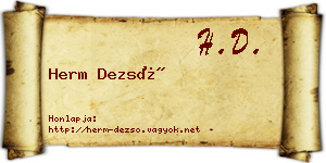 Herm Dezső névjegykártya